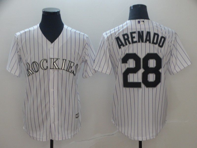 Men Colorado Rockies #28 Arenado White Game MLB Jersey